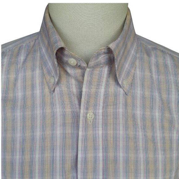 ENRO SZ M Plaid SS Men's Button Down Shirt 100% Cotton Poplin Non-Iron - Picture 4 of 11